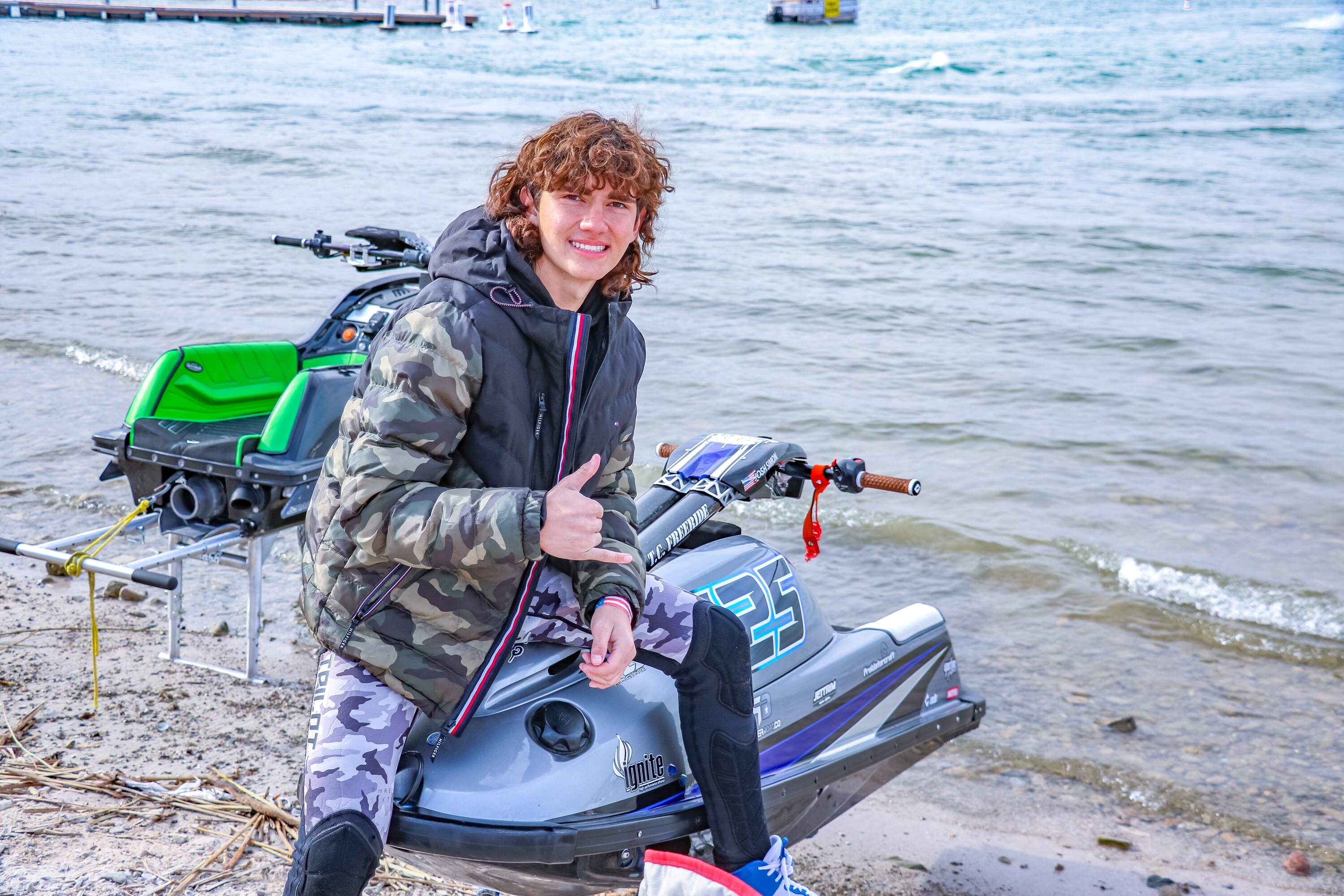 A teenager on a jet ski