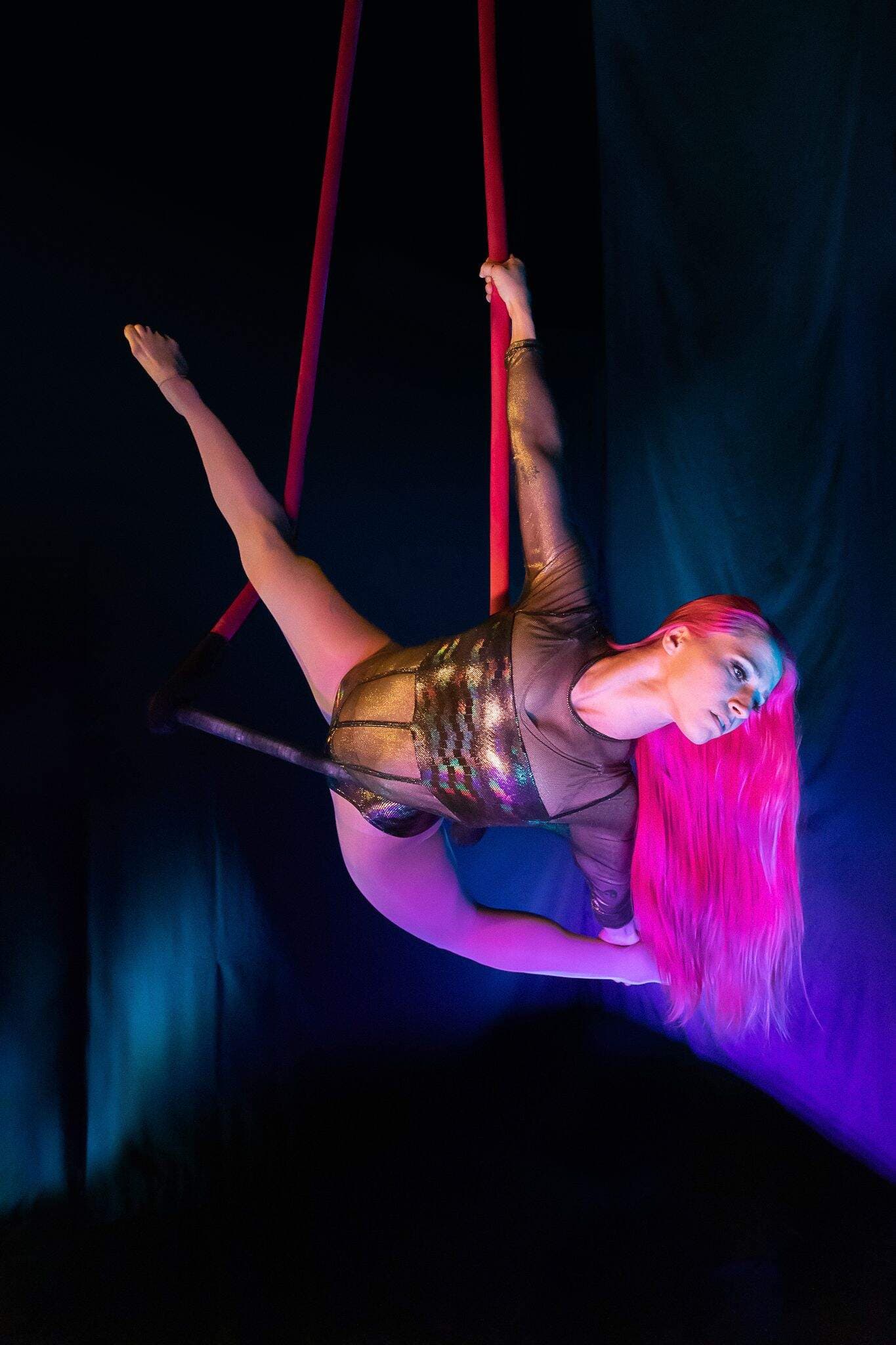 An aerialist performing