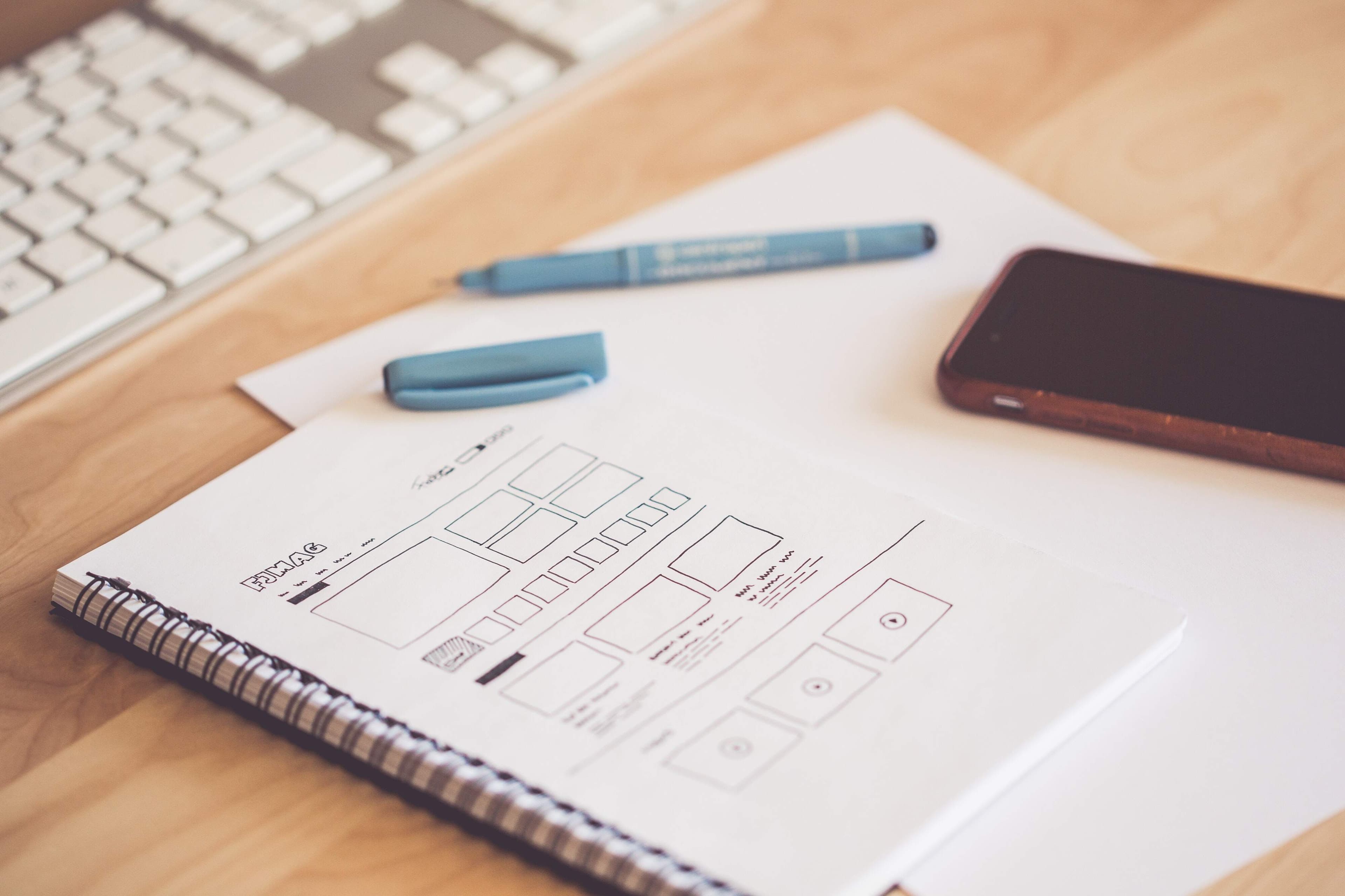 Some paper wireframes for a design